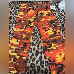 Rothco Military aka four loko Pants Mens Orange Camo Cargo Pocket Tactical. S.